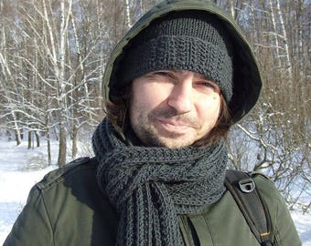 mens winter hat and scarf set