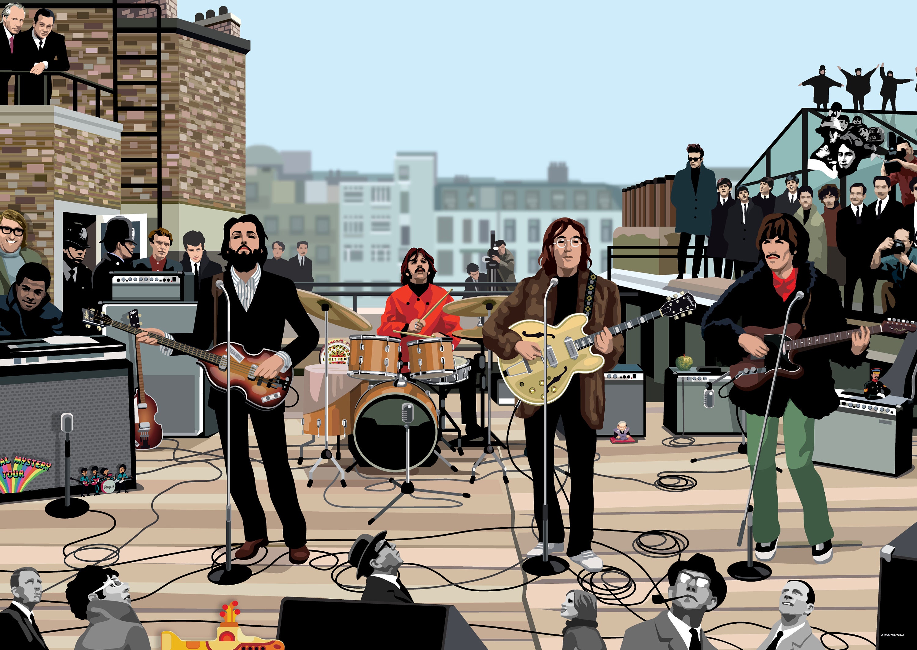 The Beatles Get Back - The Rooftop Concert Get Back Roof. The Beatles print Limited edition | Etsy