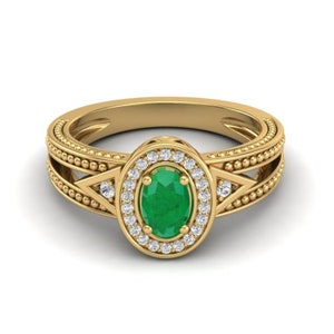 Certified 0.83 ctw Emerald & Diamond Ring 10K Yellow Gold