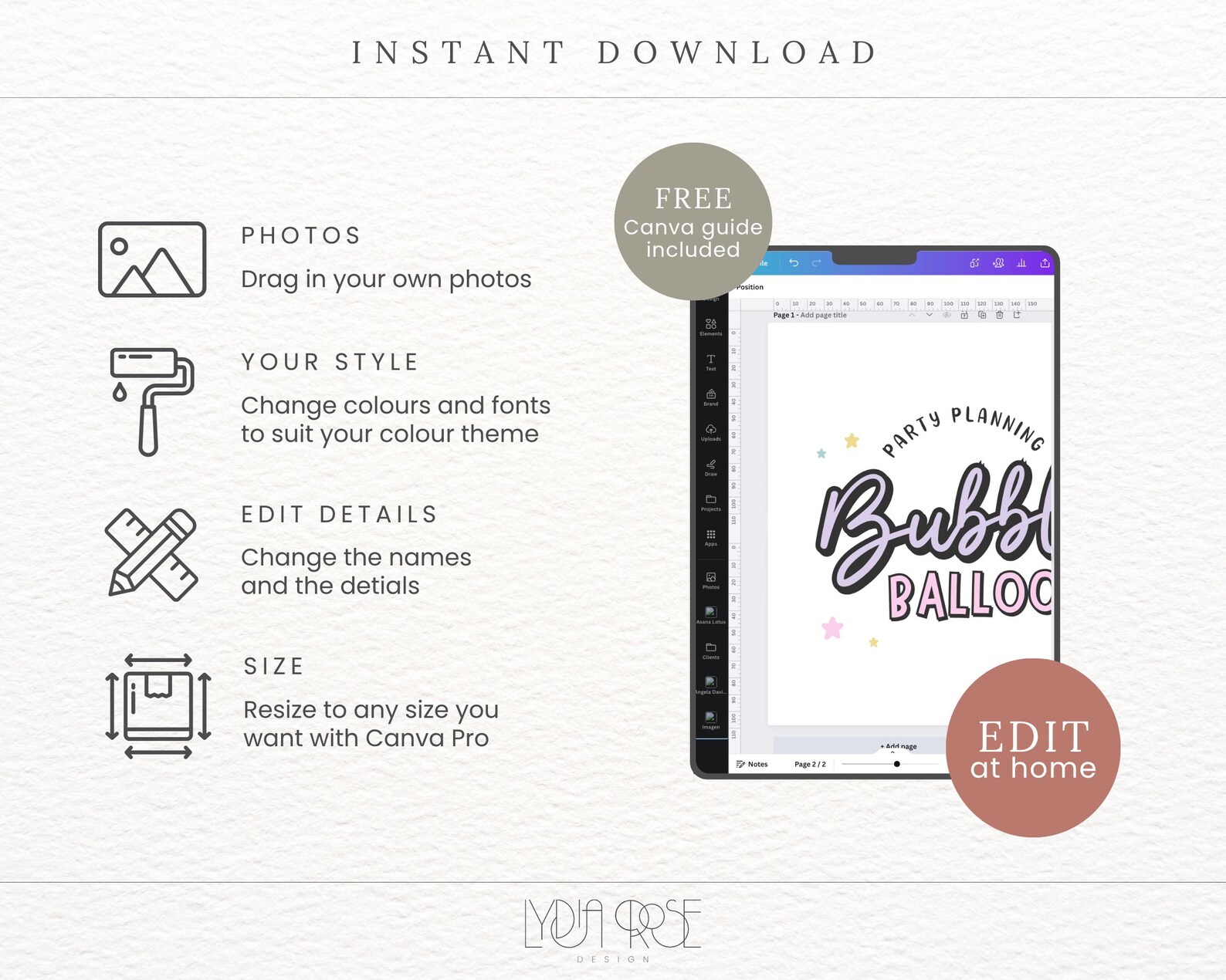 Party Planner Logo | Fun Editable Balloon Design | Custom Event ...