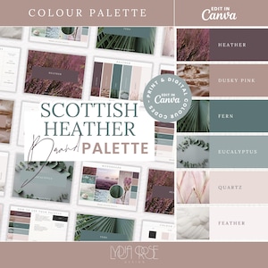 Wedding Premium Colour Palette | Colour Palette with CMYK, RGB & Hex Codes | Designer Branding for Small Businesses | Heather Purple Green