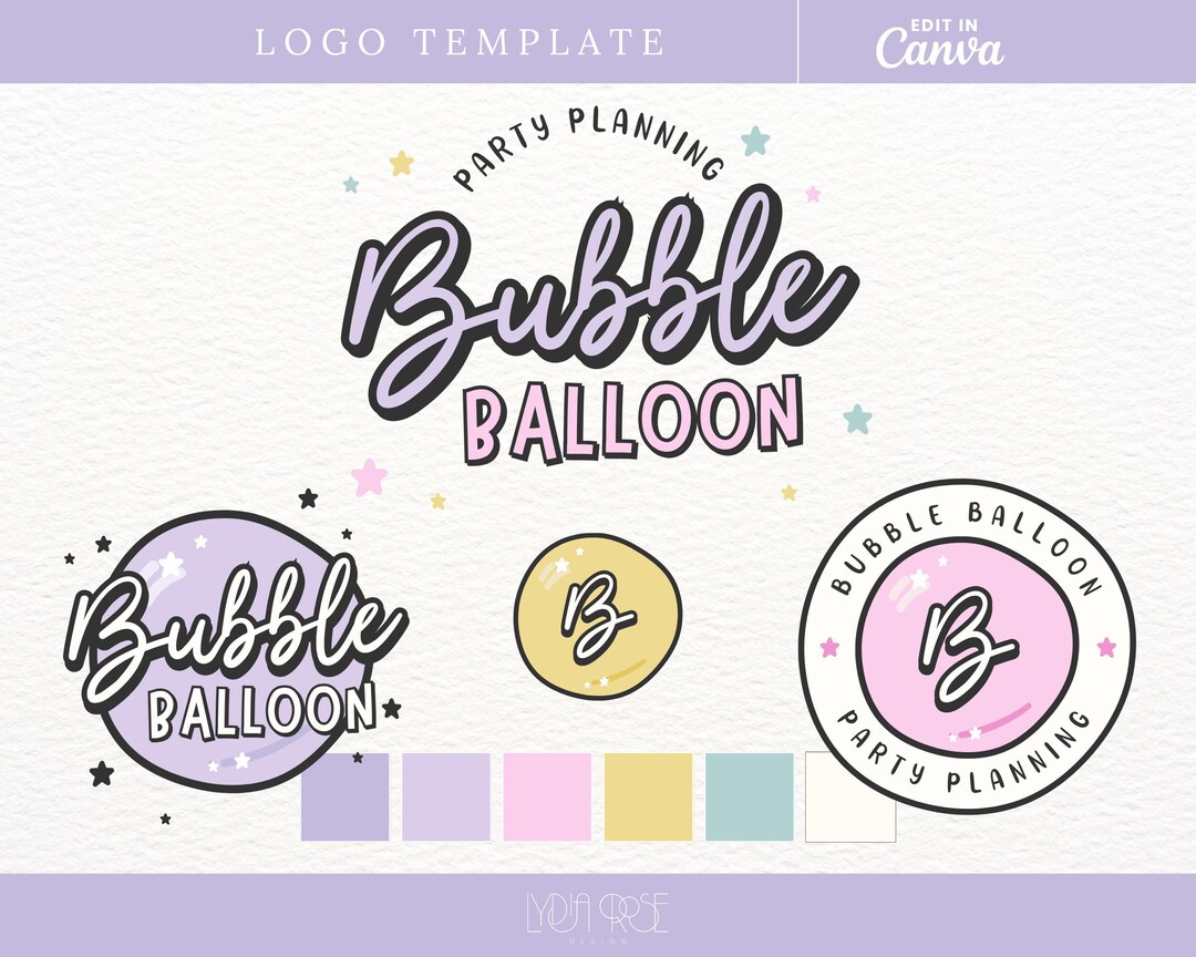 Party Planner Logo | Fun Editable Balloon Design | Custom Event ...