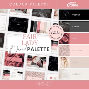 Wedding Premium Colour Palette | Colour Palette with CMYK, RGB & Hex Codes | Designer Branding for Small Businesses | Black and Pink Palette