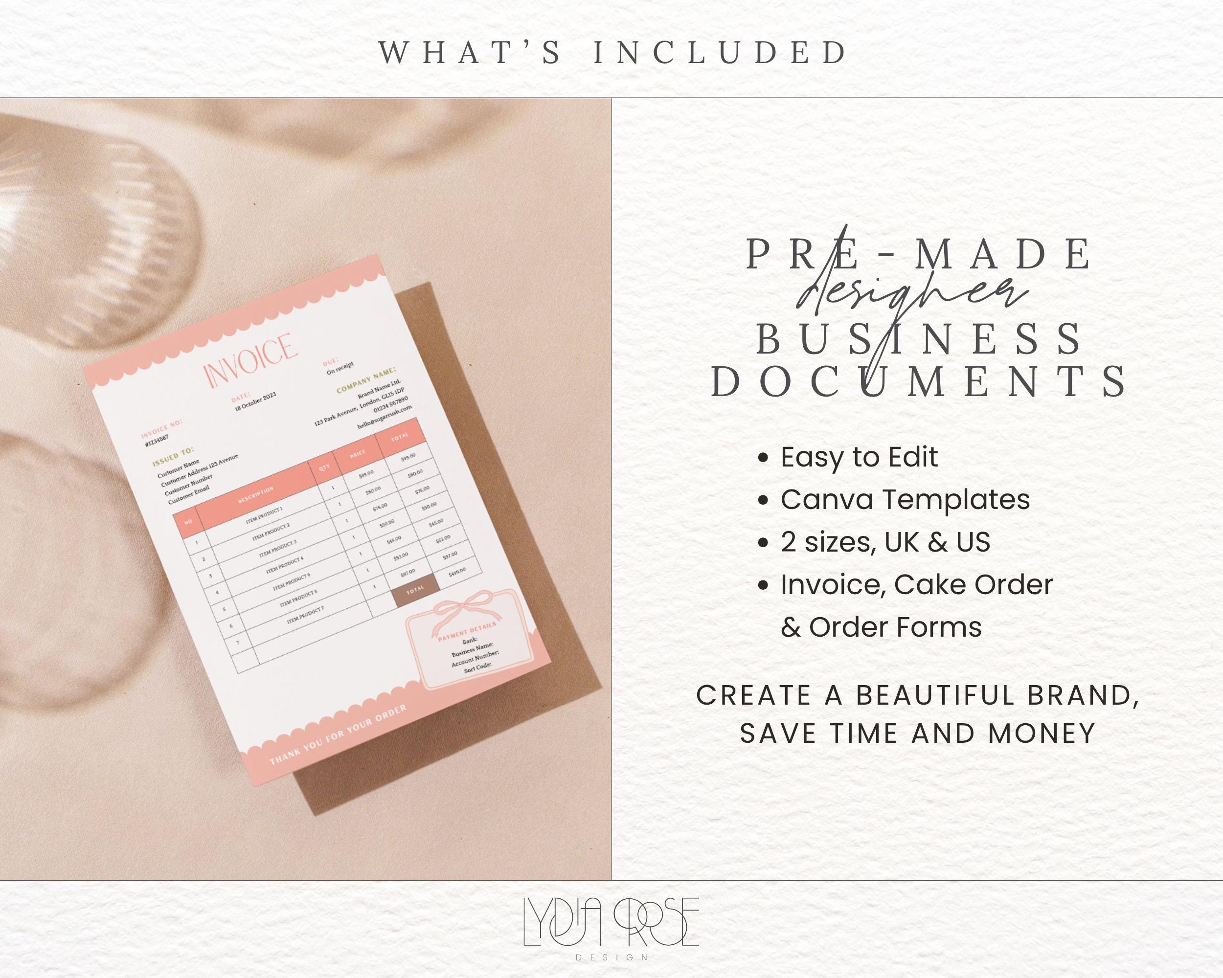 Editable Bakery Order Form Templates: Pink Bow Design (canva Digital ...