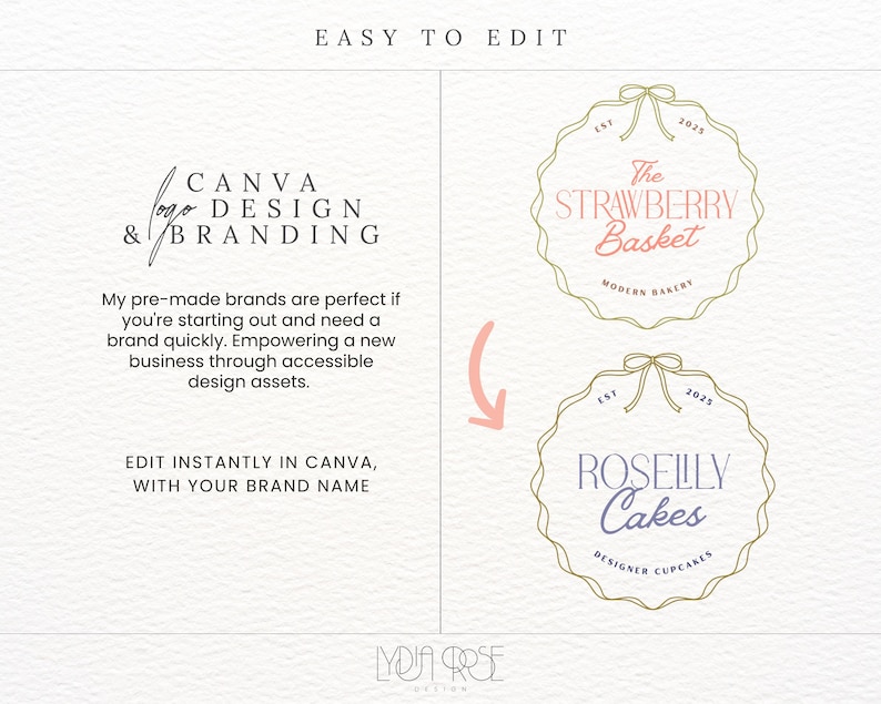 Coquette Logo Design | Editable Canva Template for Feminine Branding ...