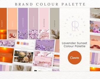 Premium Colour Palette | Colour Palette with CMYK, RGB & Hex Codes | Designer Branding for Small Businesses | Lavender, Peach Fuzz, Lilac