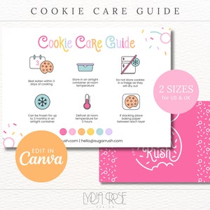 Regenbogen Kuchen Keks Karte - A6 Cookie Care für Bäckerei - Bearbeitbar in Canva Bakery Brand - Bäckerei Briefpapier - Bäckerei Cookie Guide