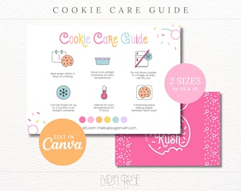 Rainbow Cake Cookie Card - A6 / 5.5x4.25" Cookie Care for Bakery - Editable in Canva Bakery Brand - Bakery Stationery - Bakery Cookie Guide