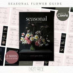 Bloemistsjablonen | Seizoensgids bruiloftsbloemen | Bruidsboeketten | Bloemistenbedrijf | Seizoensbloemengids | Direct downloaden