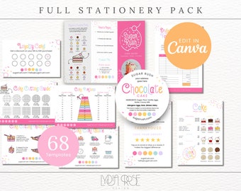 Bakery Business Bundle, Editable Bakery Template Kit, Cake Care Guide Canva, Cake Order Forms, Cake Business Set, Printable Thank You Cards