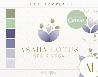 Pastell Spa Logo Design - SOFORT Canva Logo - Yoga Branding - Yoga Logo - Wellness Logo - Mini Branding Kit - Logo Vorlage Canva