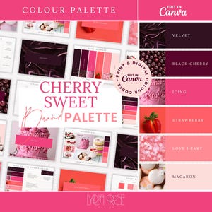 Premium Colour Palette | Colour Palette with CMYK, RGB & Hex Codes | Designer Branding for Small Businesses | Bright Pinks Cherry Palette