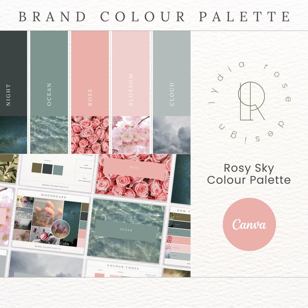 Premium Colour Palette | Summer Colour Palette with CMYK, RGB & Hex Codes | Designer Branding Small Businesses | Green and Pink Palette