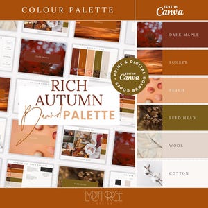 Herbst Premium Farbpalette | Farbpalette mit CMYK, RGB & Hex Codes | Designer Branding für kleine Unternehmen | Herbstrot, Orange, Braun
