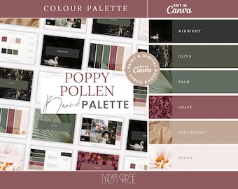 Premium Colour Palette | Colour Palette with CMYK, RGB & Hex Codes | Designer Branding for Small Business | Rich Plum Green Wedding Palette