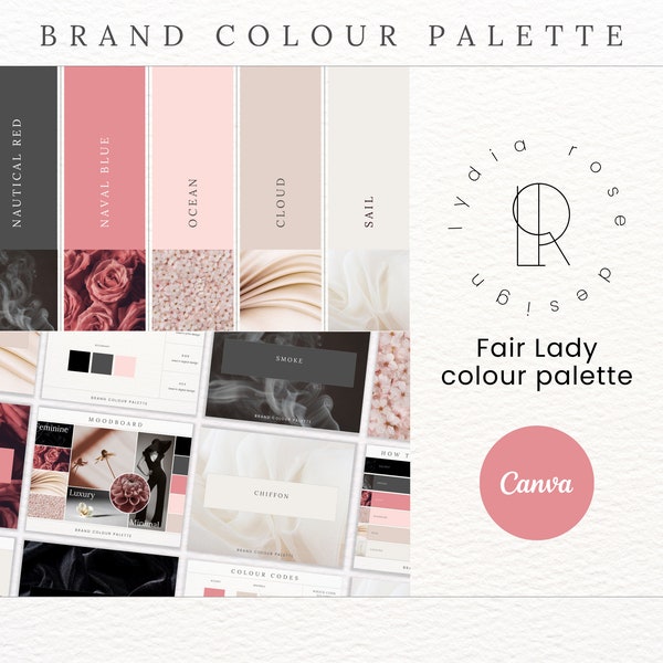 Wedding Premium Colour Palette | Colour Palette with CMYK, RGB & Hex Codes | Designer Branding for Small Businesses | Black and Pink Palette