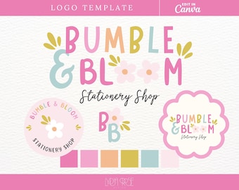 Bright Canva Logo | Colorful Fun Template | Editable Small Business Branding | DIY Logo Design for Creatives | Fun Branding Kit for Business