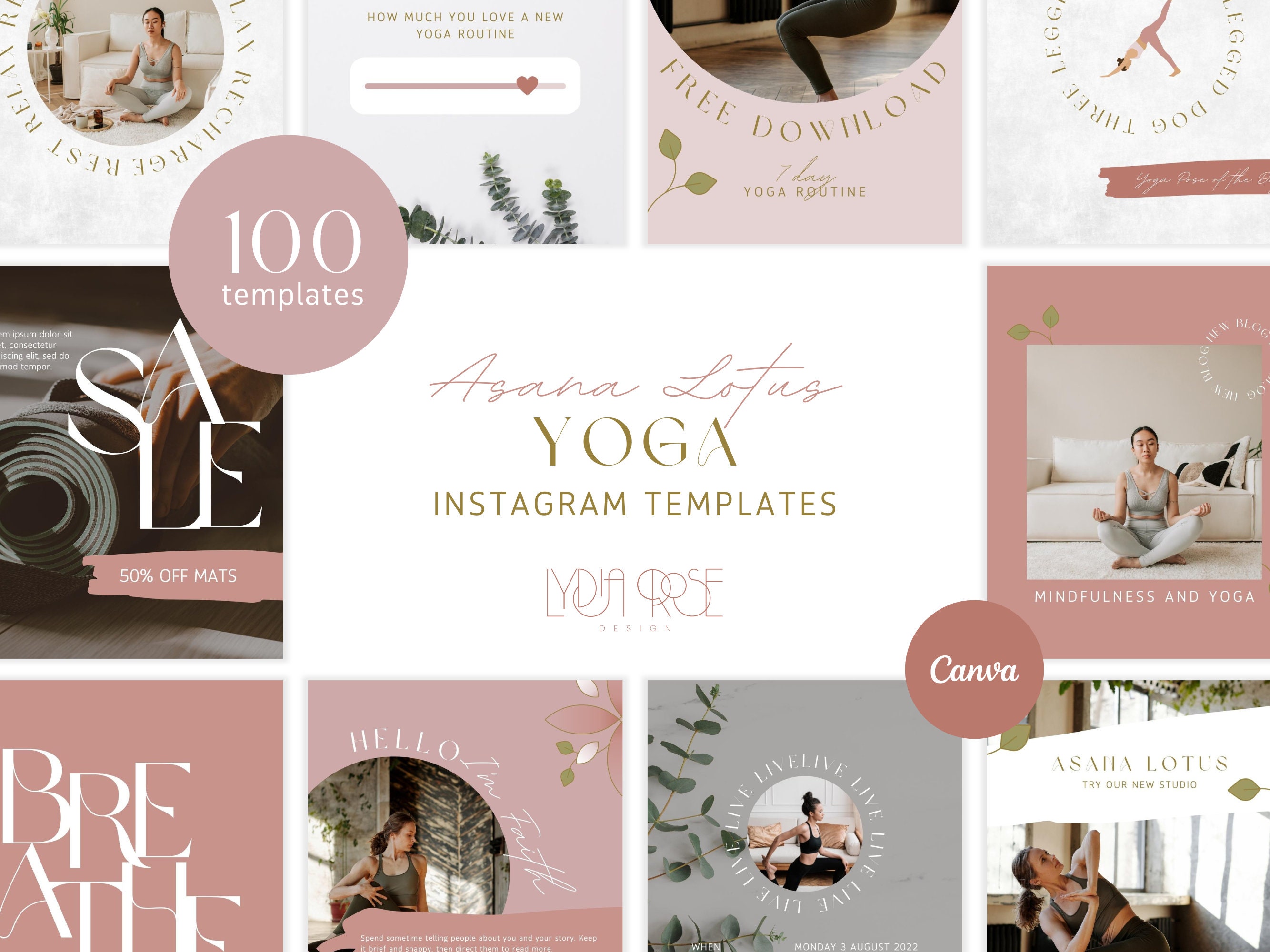 Yoga Instagram Template - Pinterest Templates - Well-being Canva ...