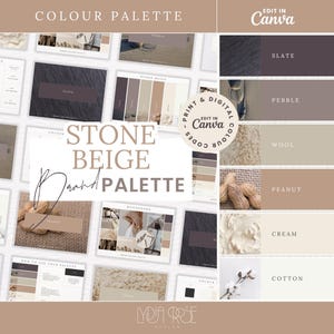 Neutral Premium Colour Palette | Colour Palette with CMYK, RGB & Hex Codes | Designer Branding for Small Business | Beige + Stone Palette