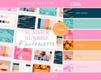Paleta de colores Amanecer de verano: Colores de marca costera para Canva y Procreate (Descarga digital)