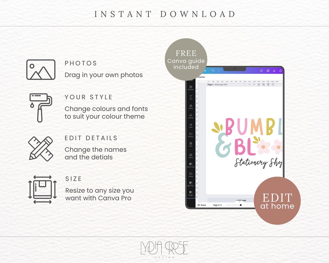 Bright Canva Logo | Colorful Fun Template | Editable Small Business ...