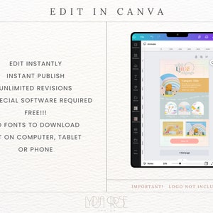 Op de afbeelding: Een screenshot van een Canva-ontwerptemplate voor een social media-post. De template bevat een regenboog met een huis en een tekstvak met de tekst "Little Things". De template is in pastelkleuren en heeft een speelse uitstraling.