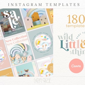 Plantillas Canva para publicaciones de Instagram: animadas y carruseles: tienda en línea, ofertas y productos: comercio electrónico, redes sociales, plantillas en colores pastel brillantes