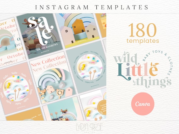 Instagram Posts Canva Templates - Animated & Carousels - Online Shop, Sale and Products - E-commerce Social Media Bright Pastel Templates