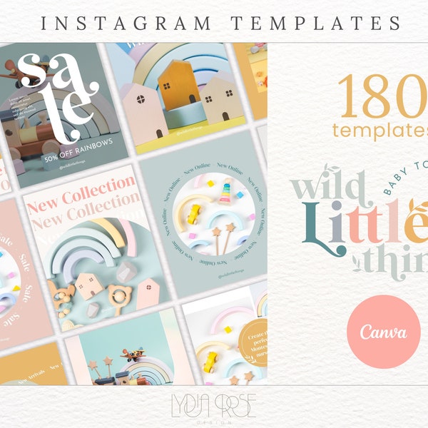 Canva-sjablonen voor Instagram-berichten - Geanimeerd en carrousels - Online shop, sale en producten - e-commerce sociale media Bright Pastel-sjablonen