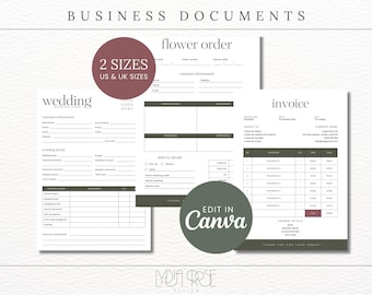 Florist Business | Editable Invoice | Receipt Template | Order Form Template | Florist Invoice Template | Canva Template | Florals Invoice