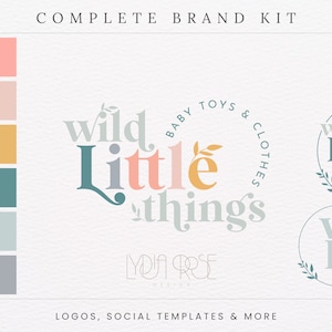 Kit de marca brillante, Logotipo de boutique infantil, Logotipo de comercio electrónico, Logotipo de tienda infantil, Diseño de logotipo colorido, Logotipo bohemio retro, Marca de tienda