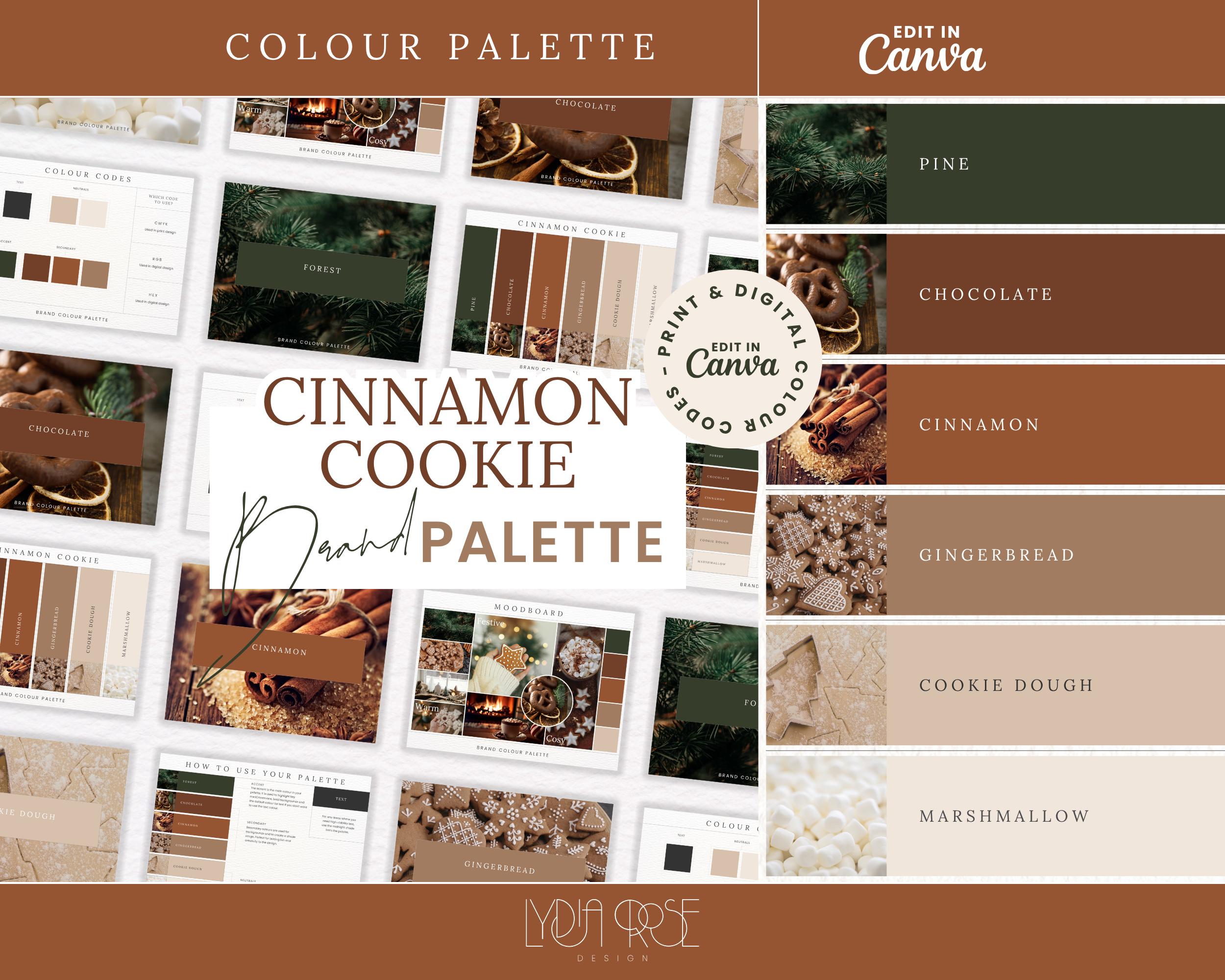 Cinnamon Cookie Colour Palette | Colour Palette with CMYK, RGB & Hex Codes | Designer Branding for Small Business | Brown Palette Christmas