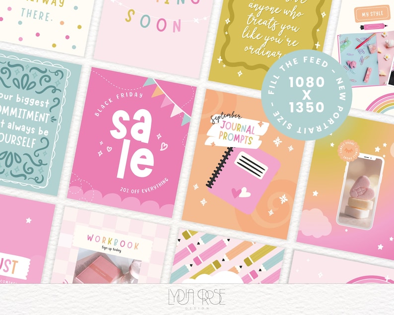 Rainbow Instagram Canva Templates: Social Media Branding Kit (590 ...