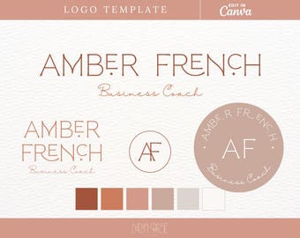 Modello Canva con logo minimale / Branding aziendale modificabile / Progettazione di loghi fai da te / Raccolta di loghi personalizzati moderni / Modello Canva con logo con nome