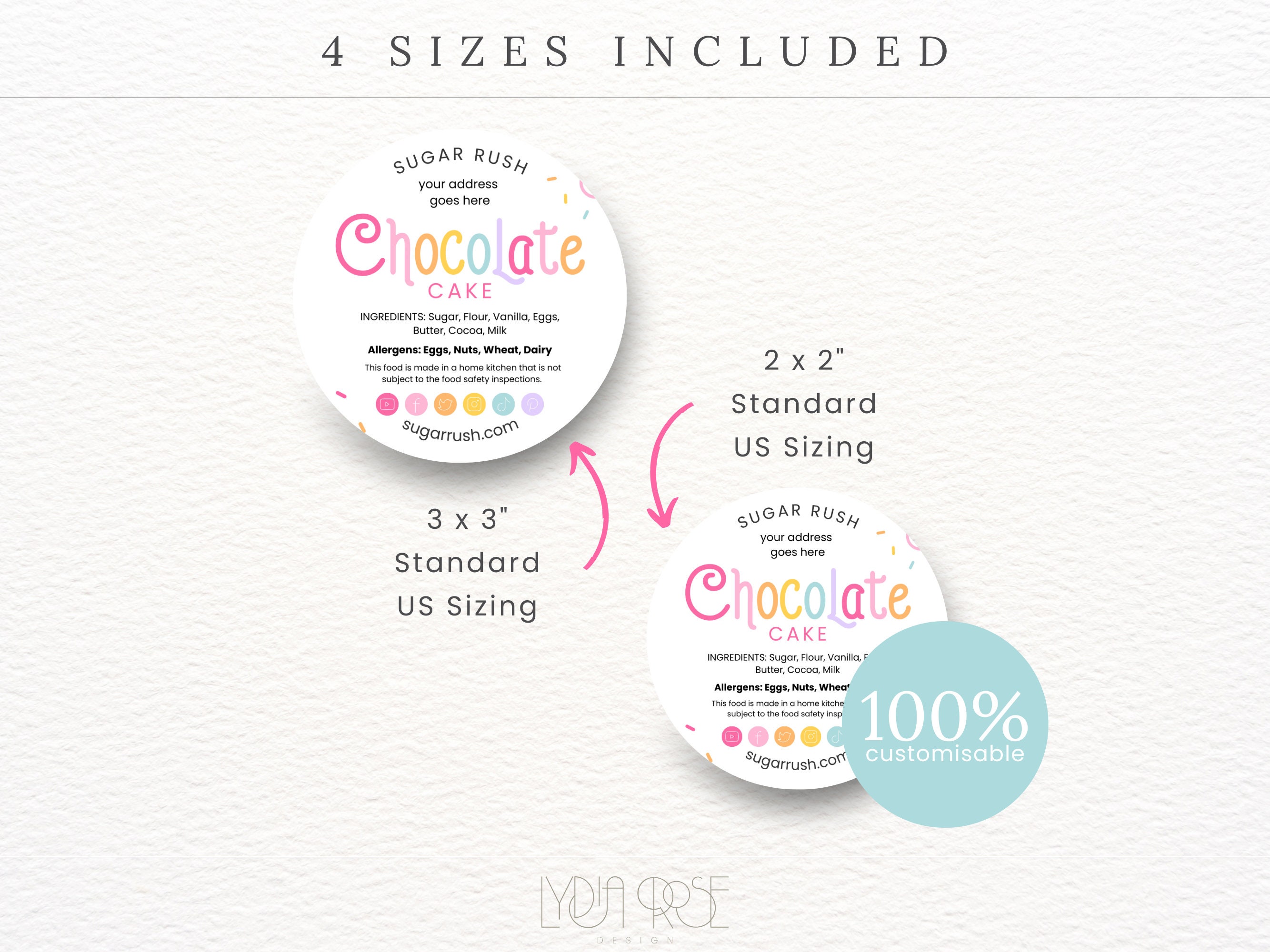 Product Sticker Format Rainbow Product Stickers - UK & US Sizes - Cottage Law Label Stickers ...