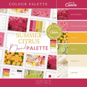 Summer Citrus Color Palette | Canva Brand Colour Palette with Hex Codes | Digital Download | Procreate Palette | Color Palette Bundle