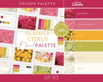 Paleta de colores cítricos de verano: Colores de marca de Canva y Procreate (Descarga digital)