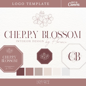 Floral Business Logo | Editable Custom Branding Kit | Unique Small Business Logo | Floral Design Template | Editable Canva Logo