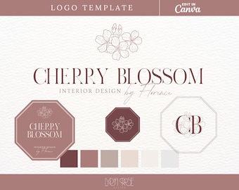 Logotipo de diseño de interiores floral: Cherry Blossom Branding (Canva DIY)