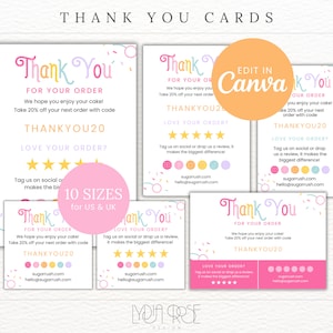 Bakery Thank You Cards - Thank You Cards for Bakery - Editable in Canva Bakery Brand - Bakery Stationery - Bakery Business Stationery