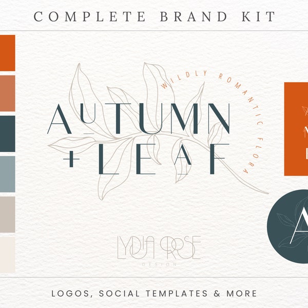 Boho Logo Brand Kit - Floral Designer Logo - Luxury Logo - Florist Logo - Autumnal Logo Design - Small Business Branding - Lydia Rose Design