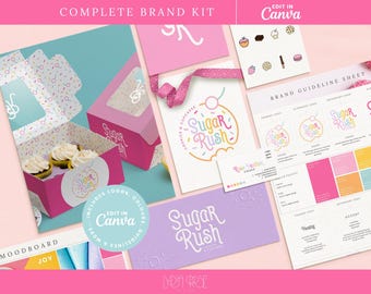 Rainbow Bakery Brand Kit | Cookie Cake Logo | Logo Design | Cake Business Brand Kit | Bakery Business Branding Templates | Rainbow Logo