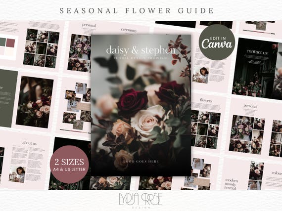Florist Templates | Event Floral Design Mood Board | Wedding Business Proposal | Floral Proposal Template | Canva Template Florist Business