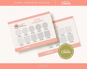 Guía para cortar pasteles / Plantilla editable para instrucciones de pasteles / Tarjetas de agradecimiento / Tarjeta de cuidado de la panadería / Guía para servir pasteles / Tarjetas de panadería