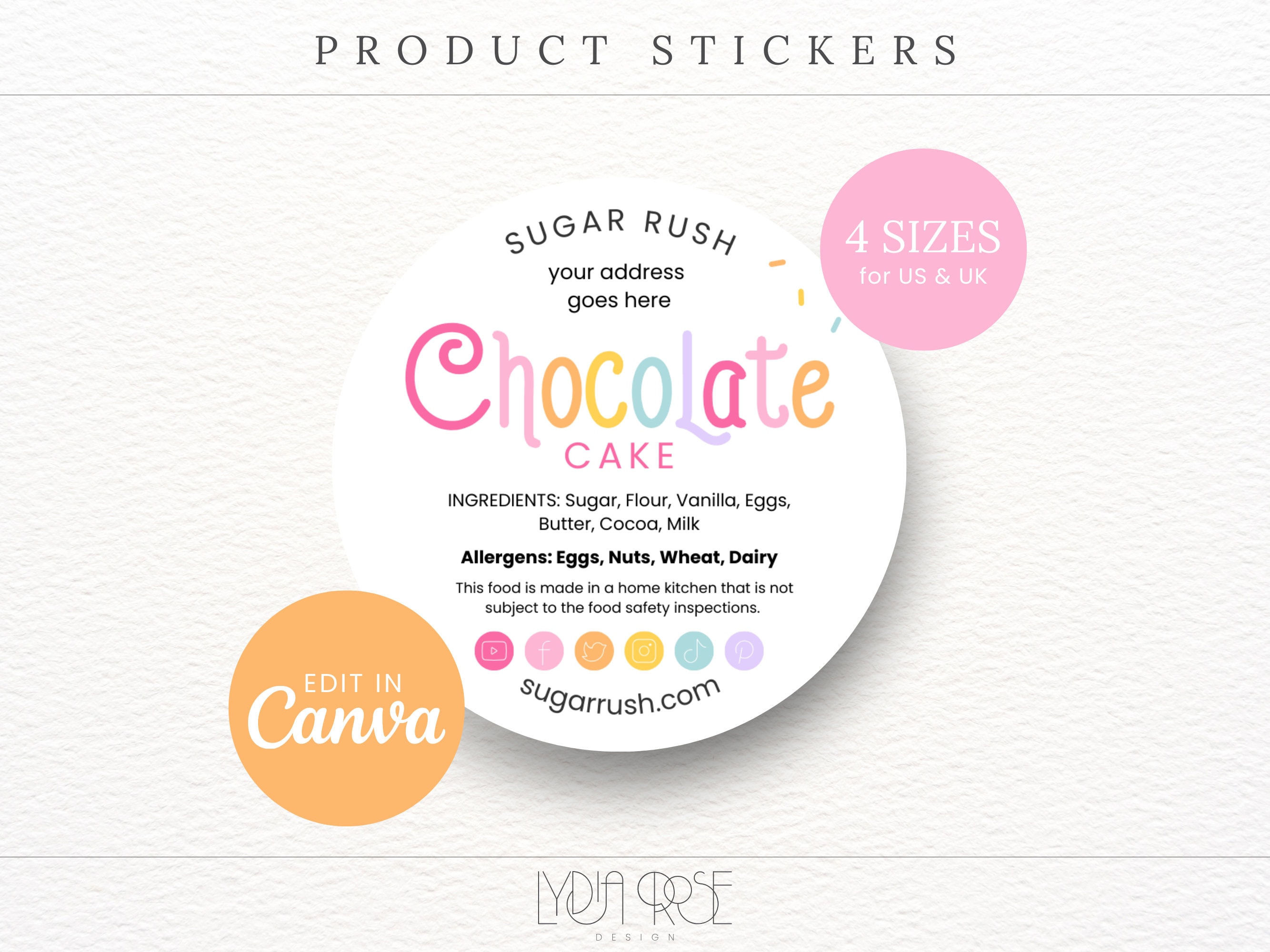 Product Sticker Format Rainbow Product Stickers - UK & US Sizes - Cottage Law Label Stickers ...