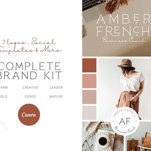 FULL Boho Coaching Branding Kit, Premade Logos, Canva Templates Instagram Posts, eCommerce Social Media Autumn Templates, Highlight Icons