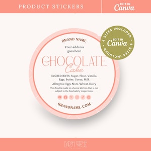 Editable Bakery Label Template: Custom Food Stickers, Cottage Law Compliant (Canva Digital Download)