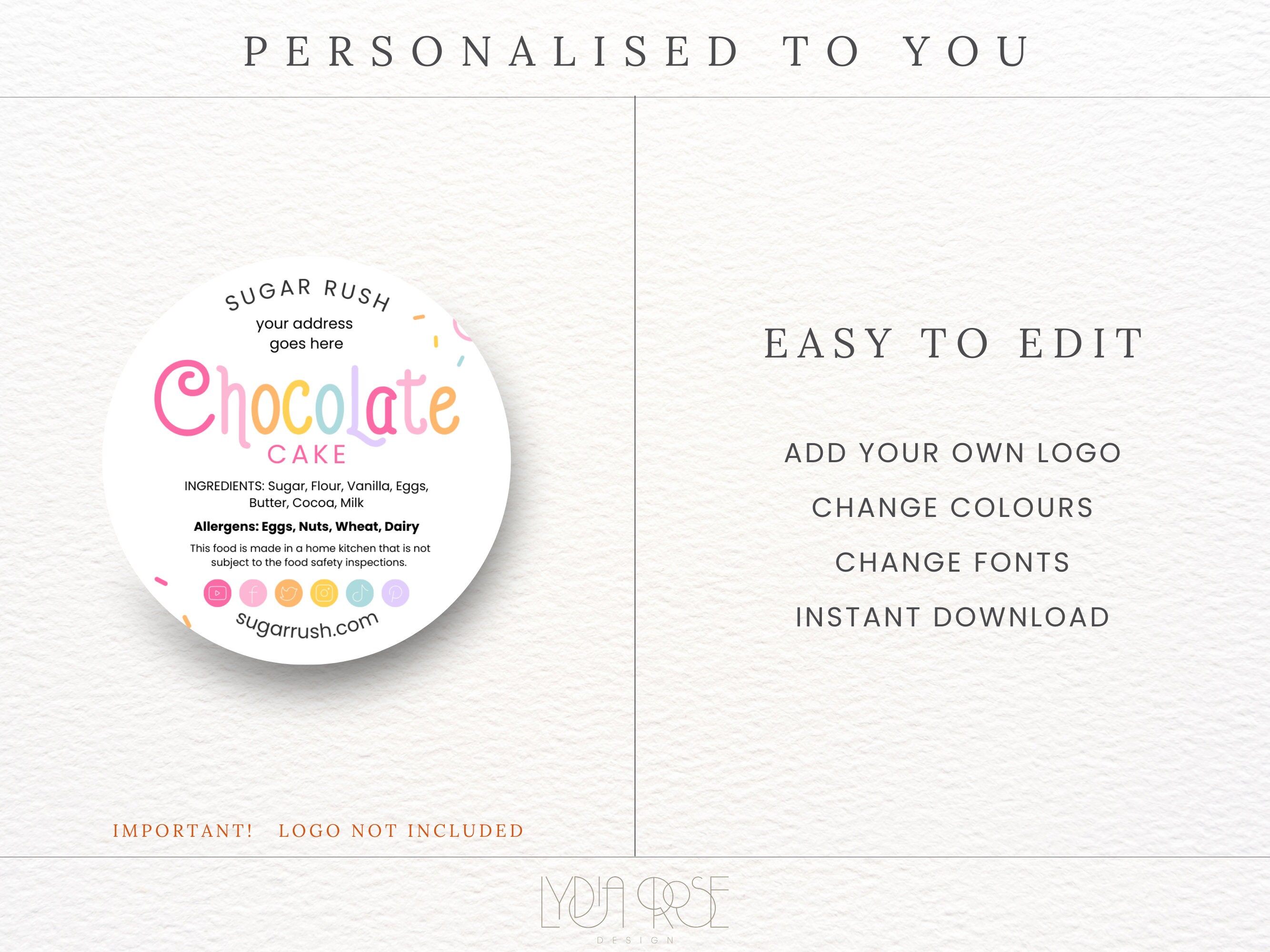 Product Sticker Format Rainbow Product Stickers - UK & US Sizes - Cottage Law Label Stickers ...