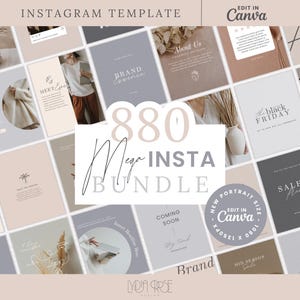 800+ Elegant Blush & Grey Instagram Templates | Luxury Canva Social Media Kit | Modern Instagram Posts | Stories and Carousels for Coaches