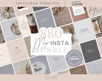 800+ Elegant Blush und Grau Instagram-Vorlagen | Luxus Canva Social Media Kit | Moderne Instagram Posts | Geschichten und Karussells für Reisebus